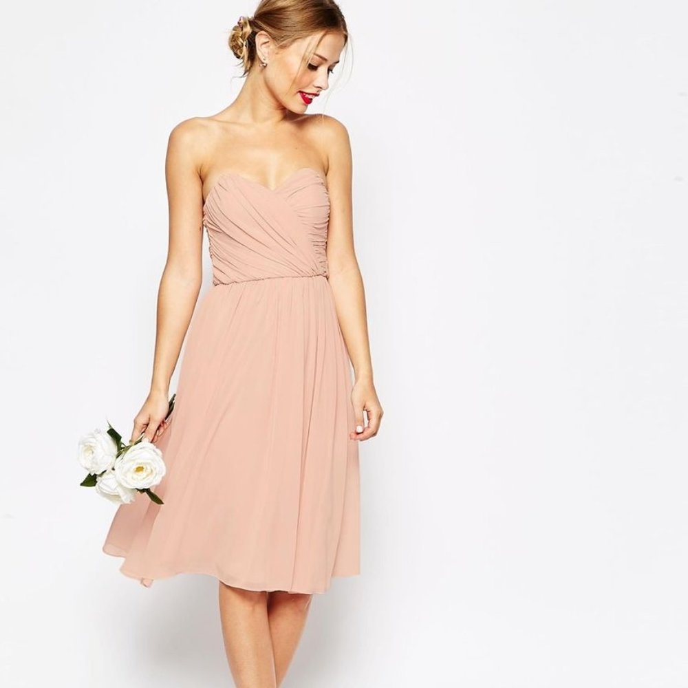 ASOS Blush Strapless Midi Dress 6 NWT